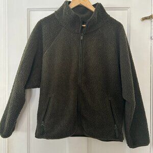 All In Motion Women's Sherpa Cropped Jacket Olive Green Size Medium